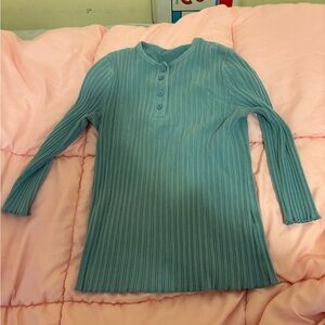 Elegant Teal Ribbed Sweater for Women